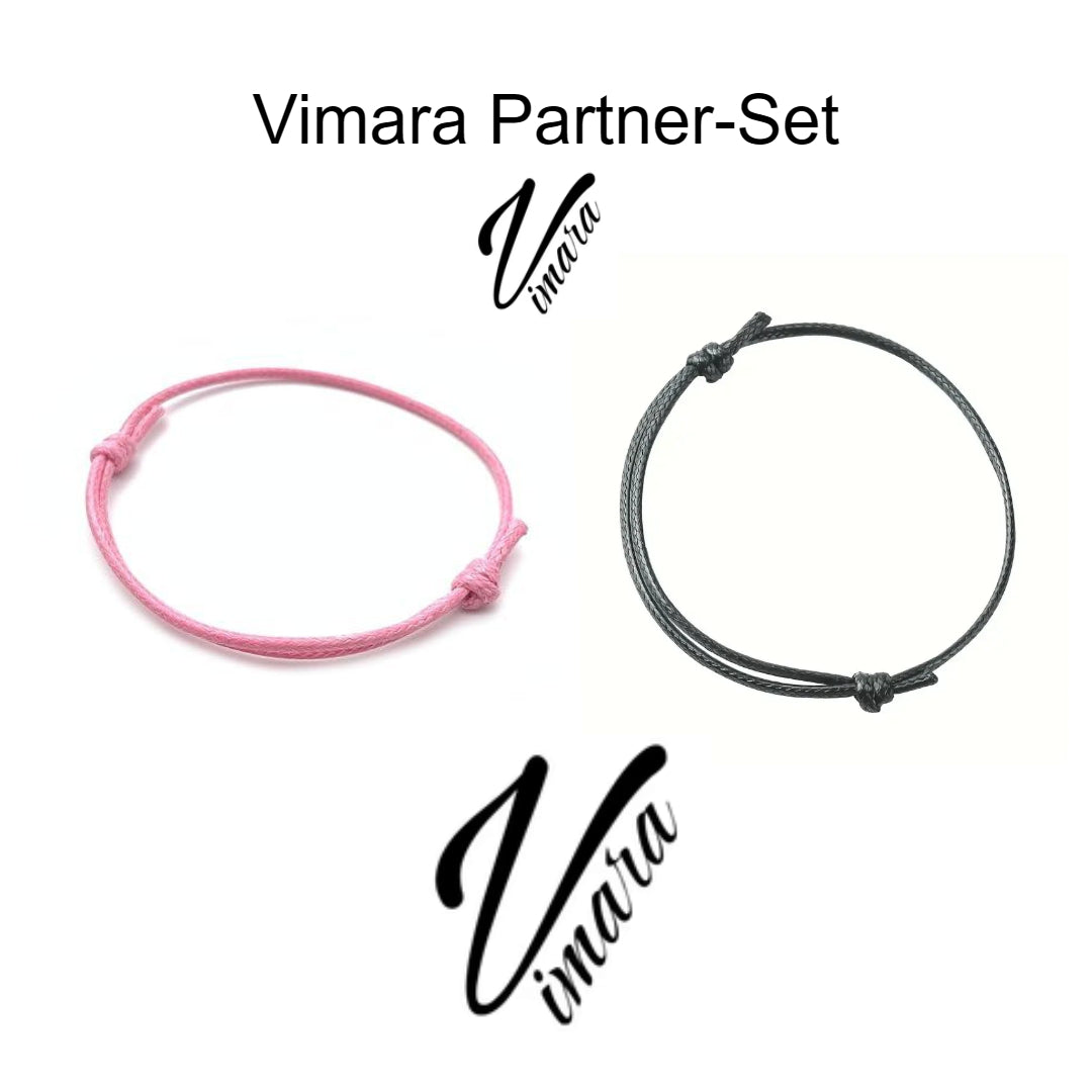 Vimara Partner-Set gewachstes Armband Schwarz + Pink